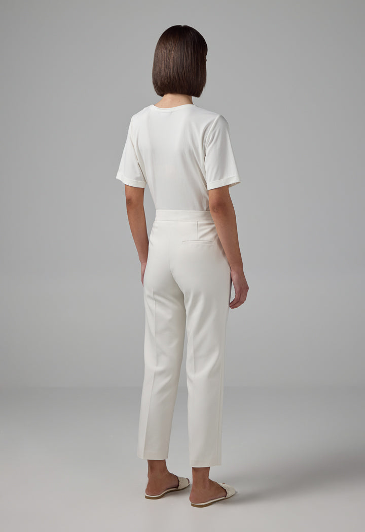 Choice Peg Leg High Waist Trousers Off White