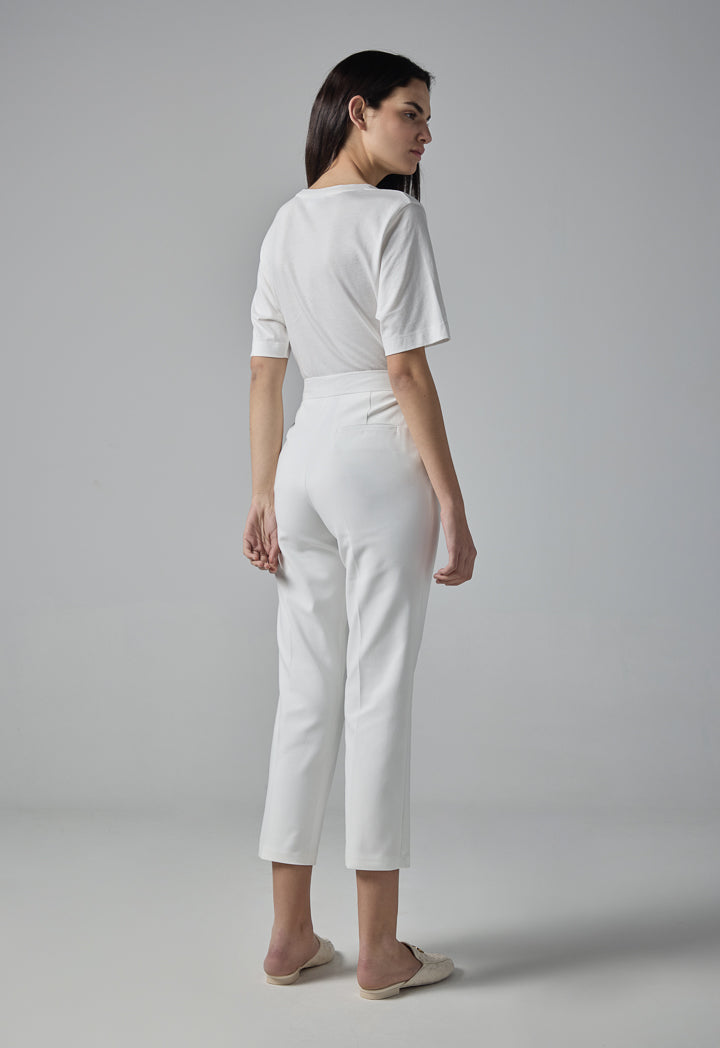 Choice Peg Leg High Waist Trousers Off White