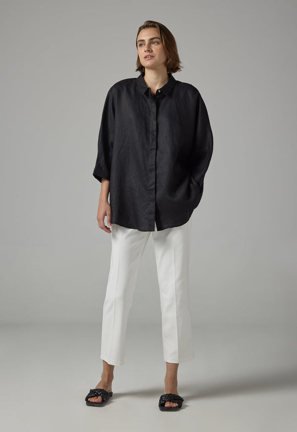 Choice Long Kimono Sleeves Basic Shirt Black