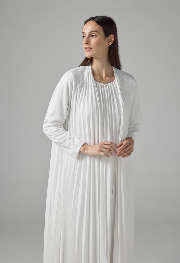 Choice Open Front Pleated Outerwear Off White