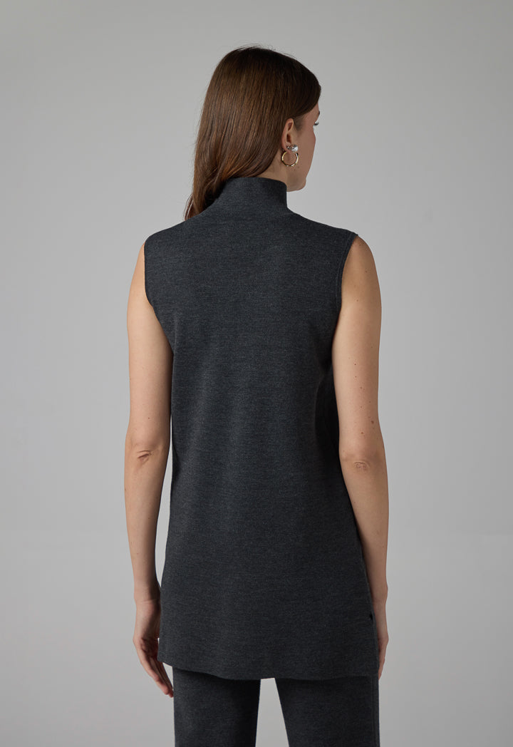 Choice Basic Sleeveless Knitted Top Anthracite