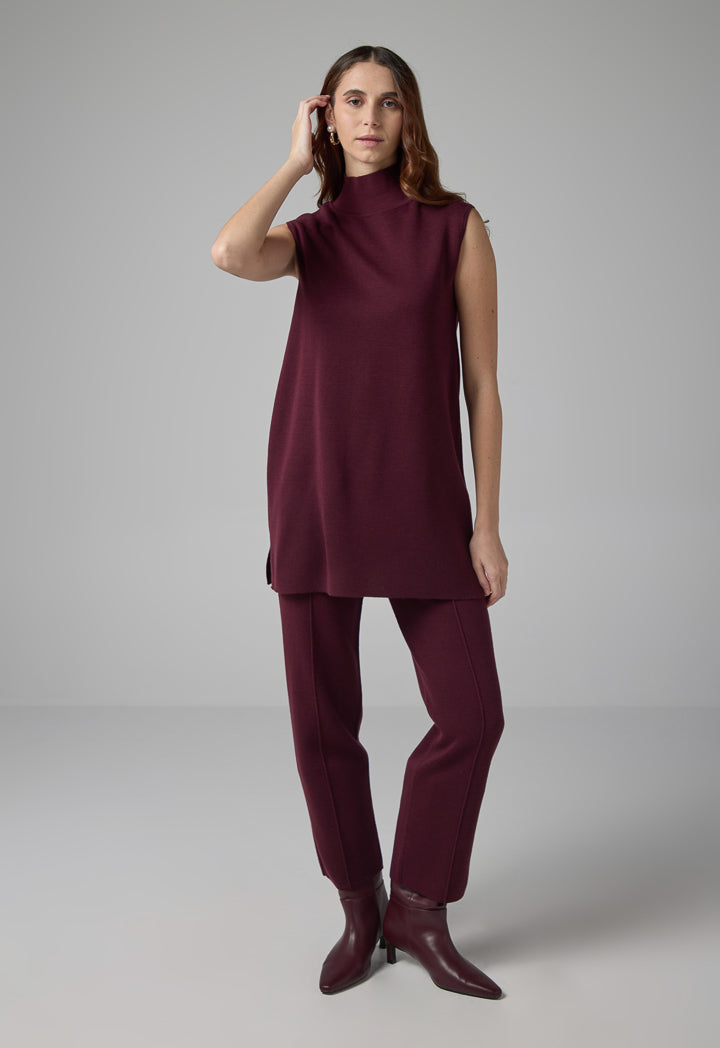 Choice Basic Sleeveless Knitted Top Burgundy