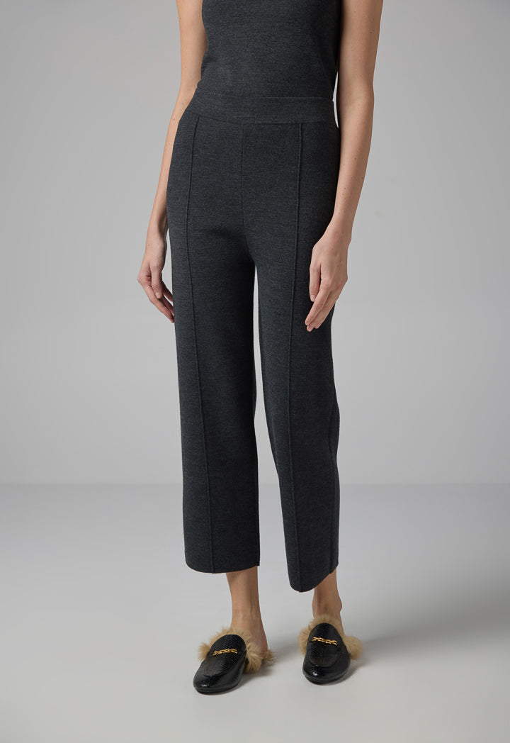 Choice Knitted Straight Fit Solid Pants Anthracite