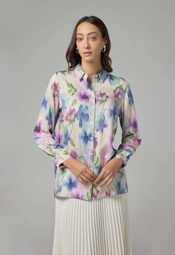 Choice Floral Printed Long Sleeve Shirt  Multi Color