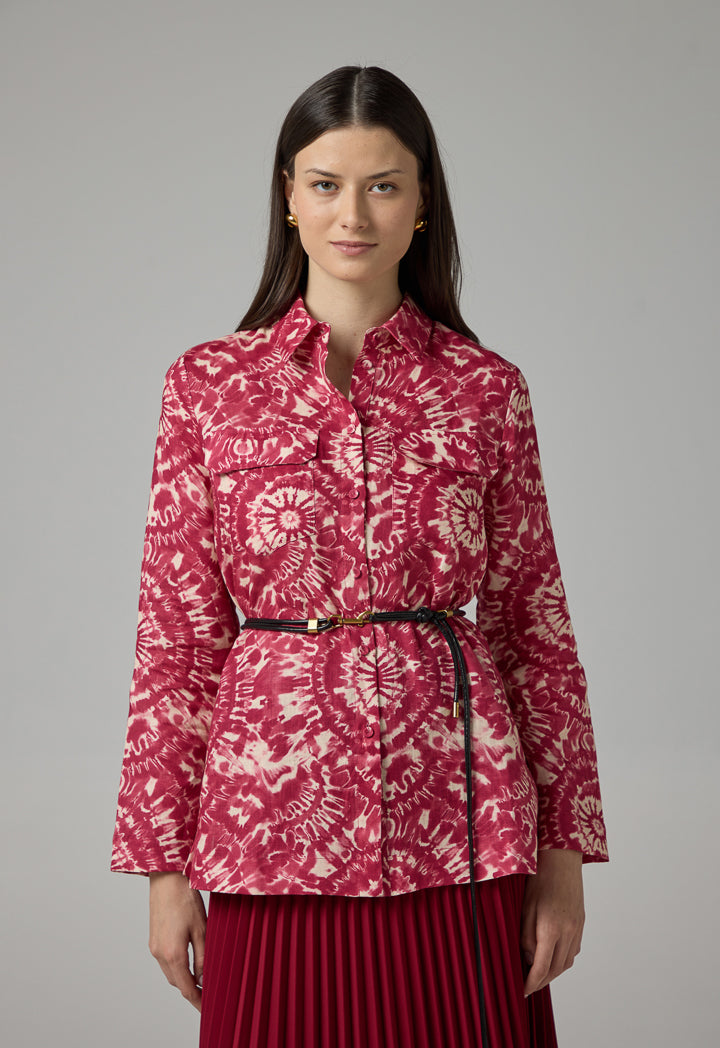 Choice Front Flap Pockets Printed Shirt Multi Color