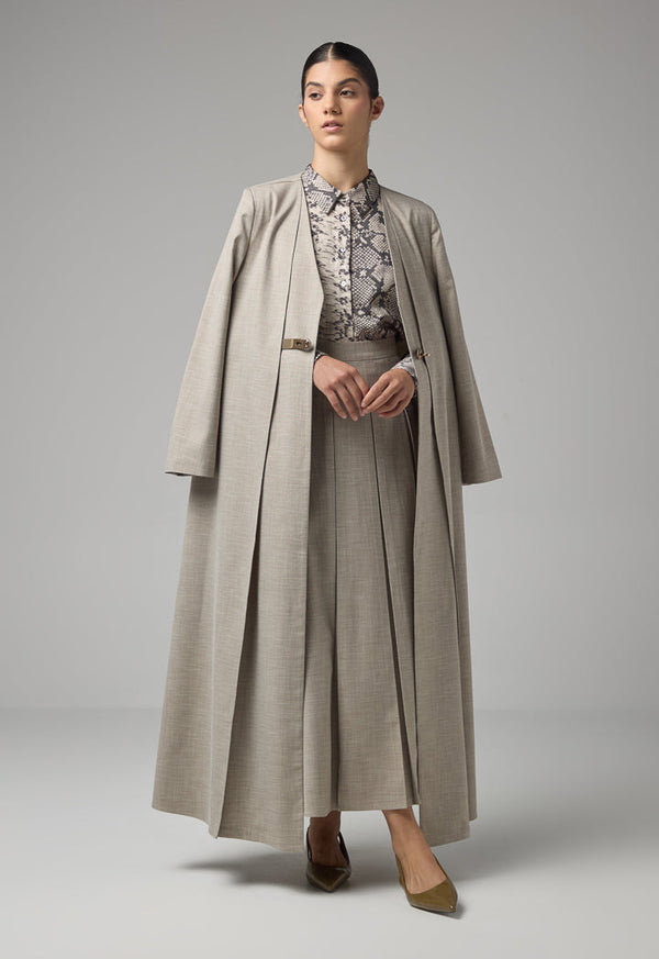 Choice Two Layers Style Flared Maxi Abaya Grey