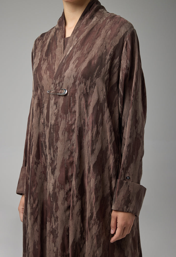 Choice Contrast Oversized Maxi Abaya With Hijab Brown