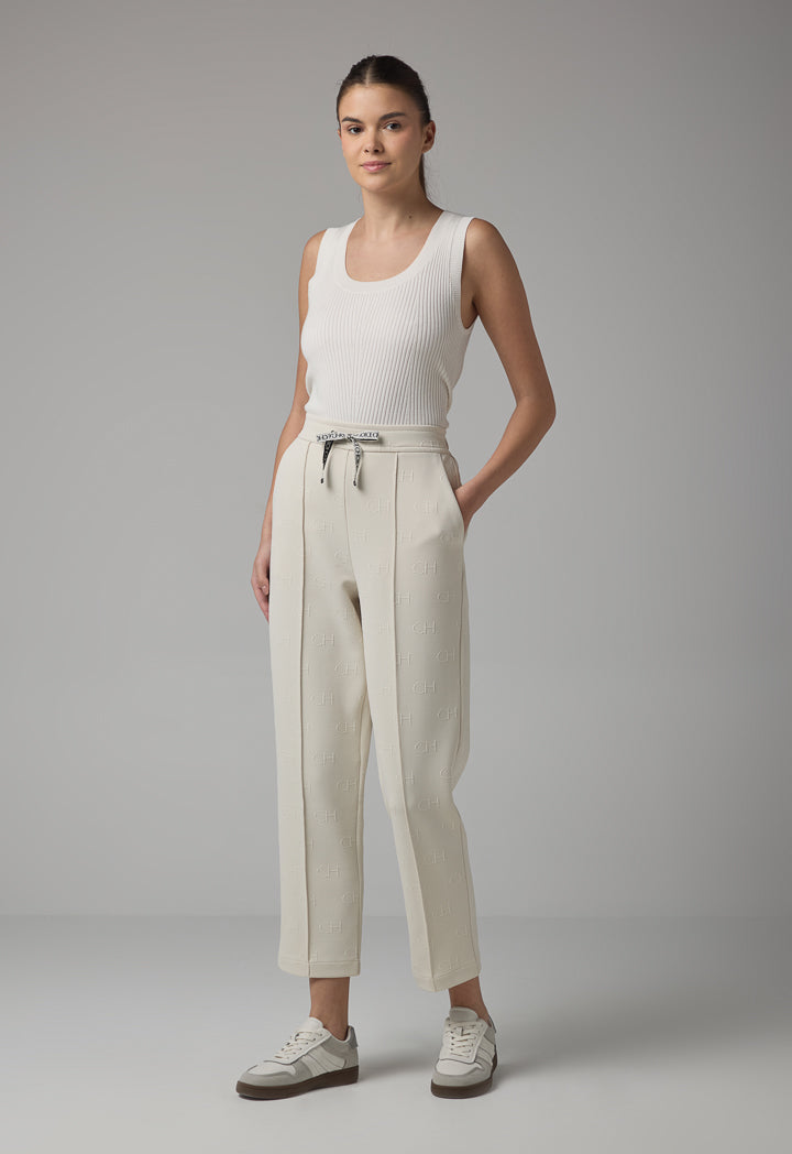 Choice Solid Monogram Drawstring Trousers Sand