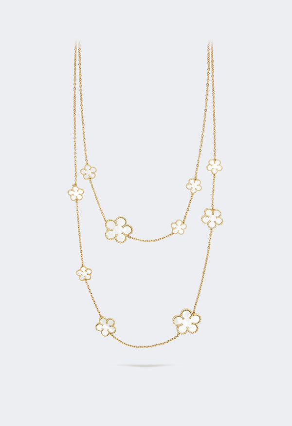 Choice Floral Opera Necklace White