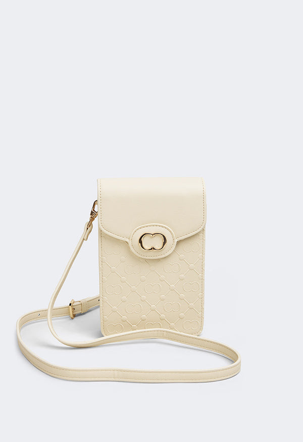 Choice Embossed Monogram Cross Body Bag Ivory