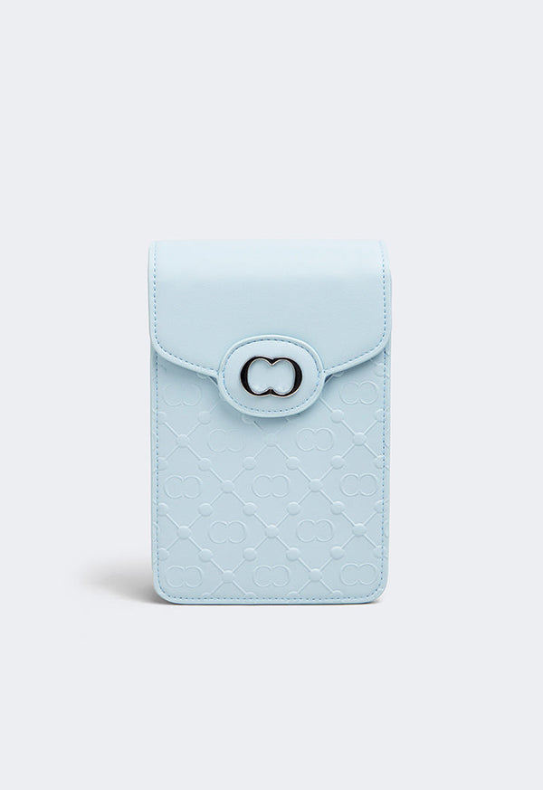 Choice Embossed Monogram Cross Body Bag Light Blue