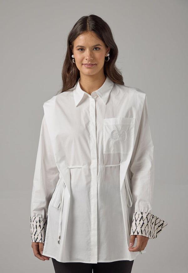 Choice Solid Embroidered Monogram Shirt Off White