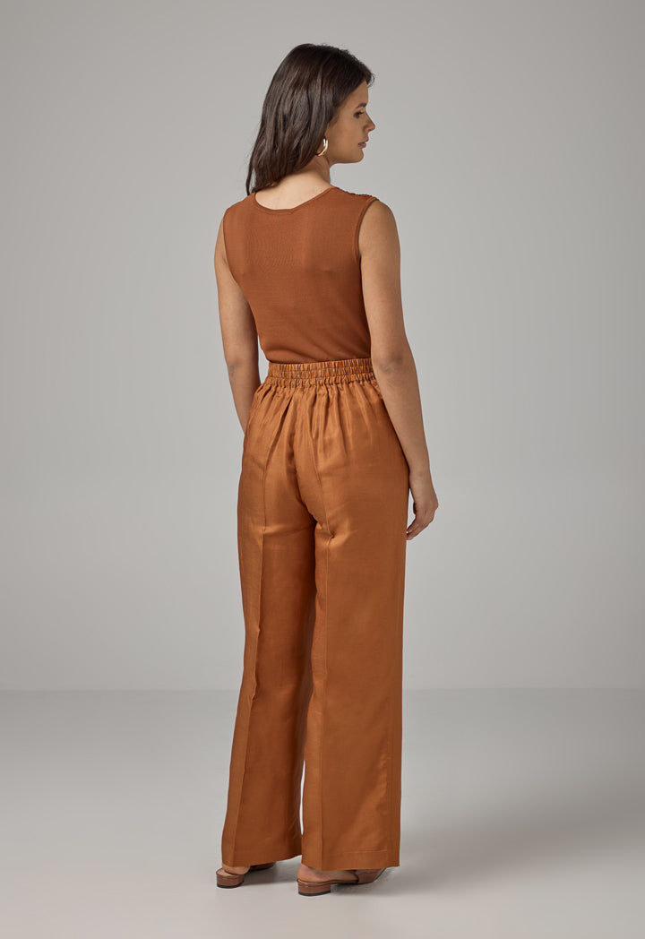 Choice Solid Wide Leg Trousers Caramel