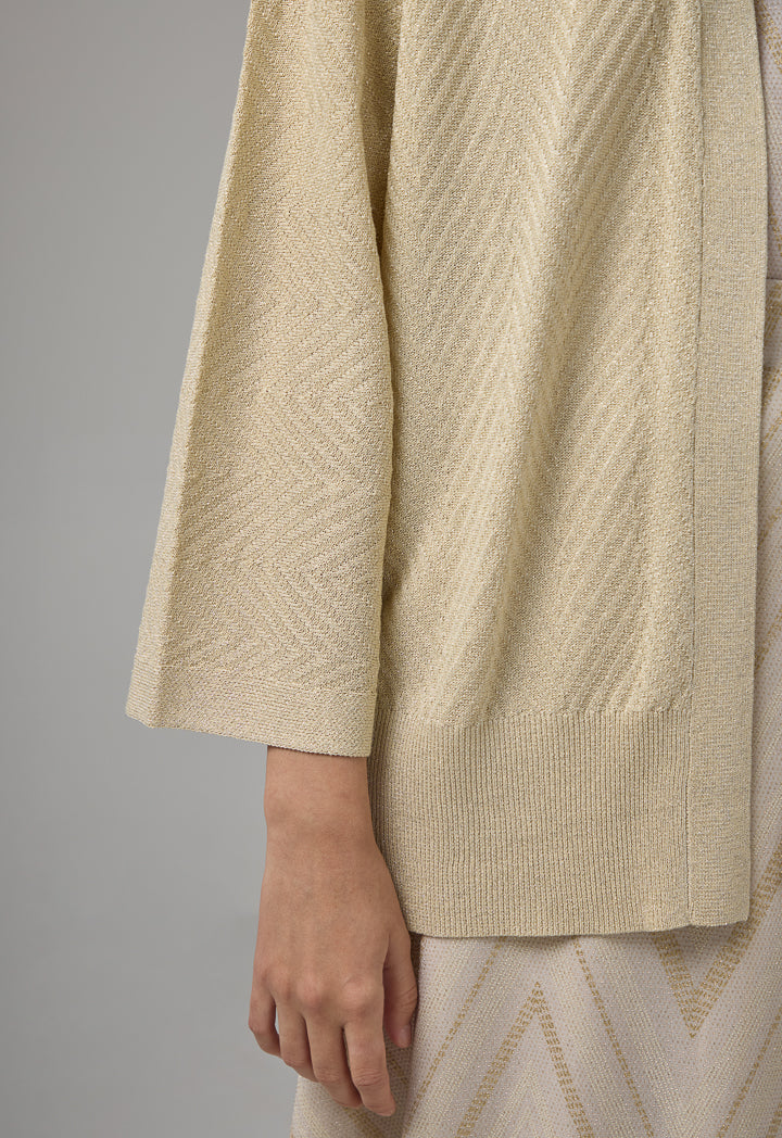 Choice Solid Lurex Cardigan Beige