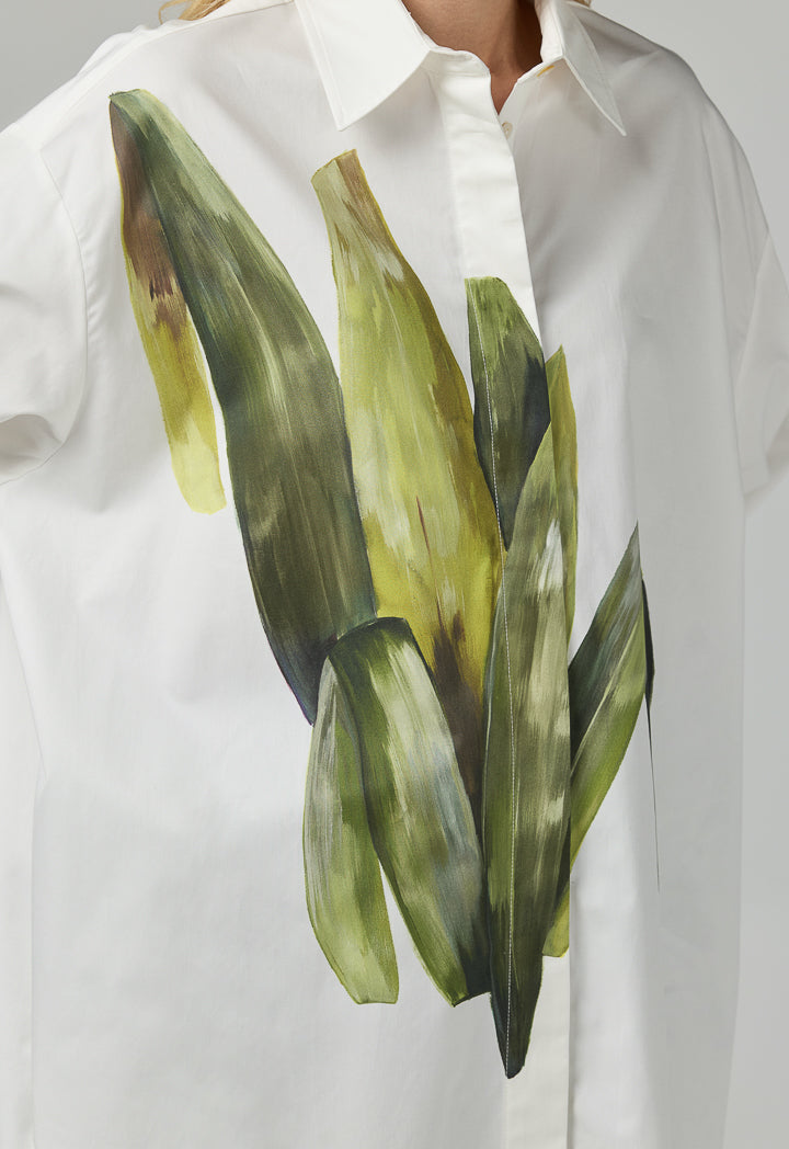 Choice Long Sleeve Oversize Printed Shirt Off White