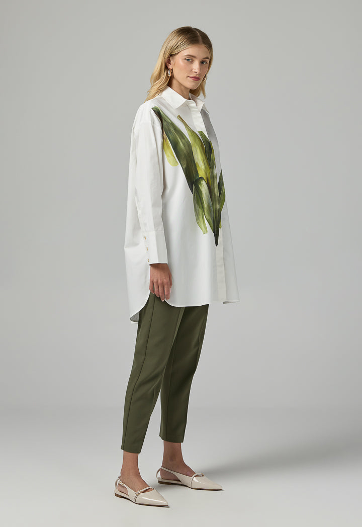 Choice Long Sleeve Oversize Printed Shirt Off White