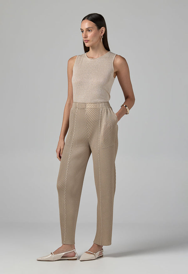 Choice Straight Cut Pleated Trousers Beige