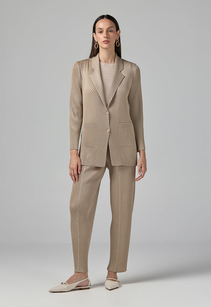 Choice Front Pocket Notched Collar Jacket Beige