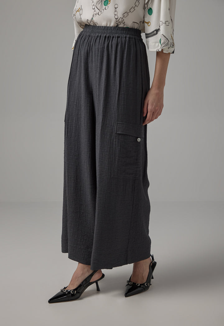 Choice Solid Wide Leg Elasticated Waist Trousers Dark Grey