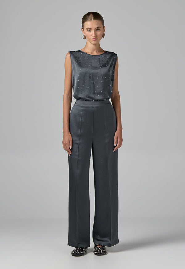 Choice Solid Elastic Waist Trousers Grey