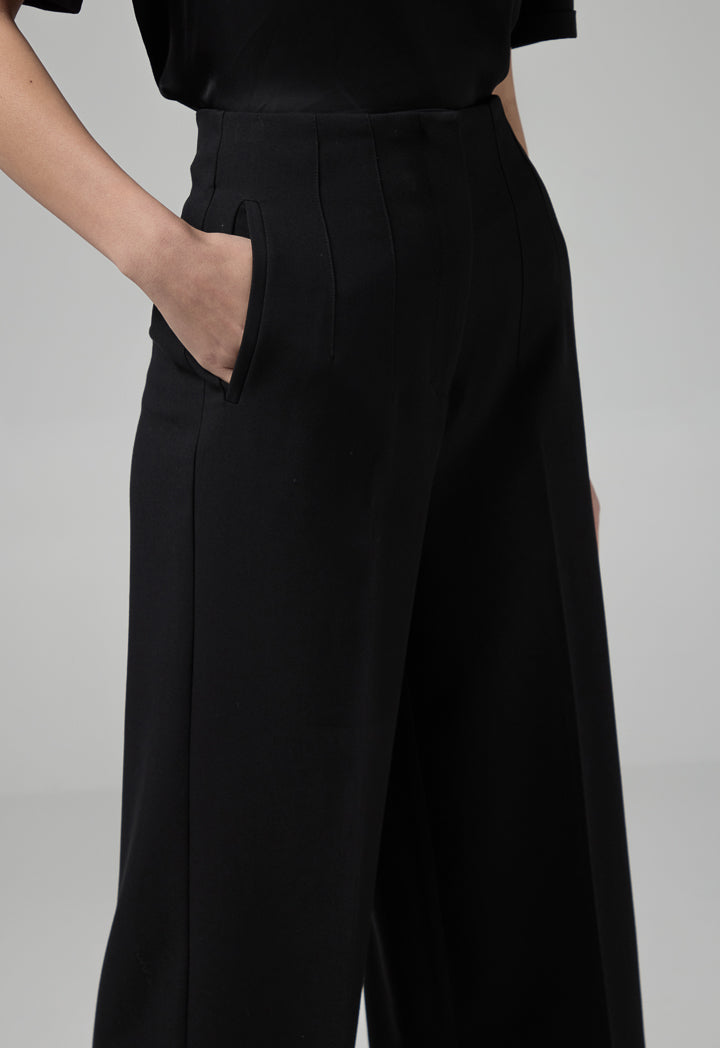 Choice Basic Straight Wide Leg Trousers Black