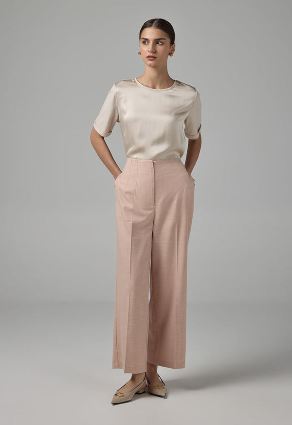 Choice Basic Straight Wide Leg Trousers Pink