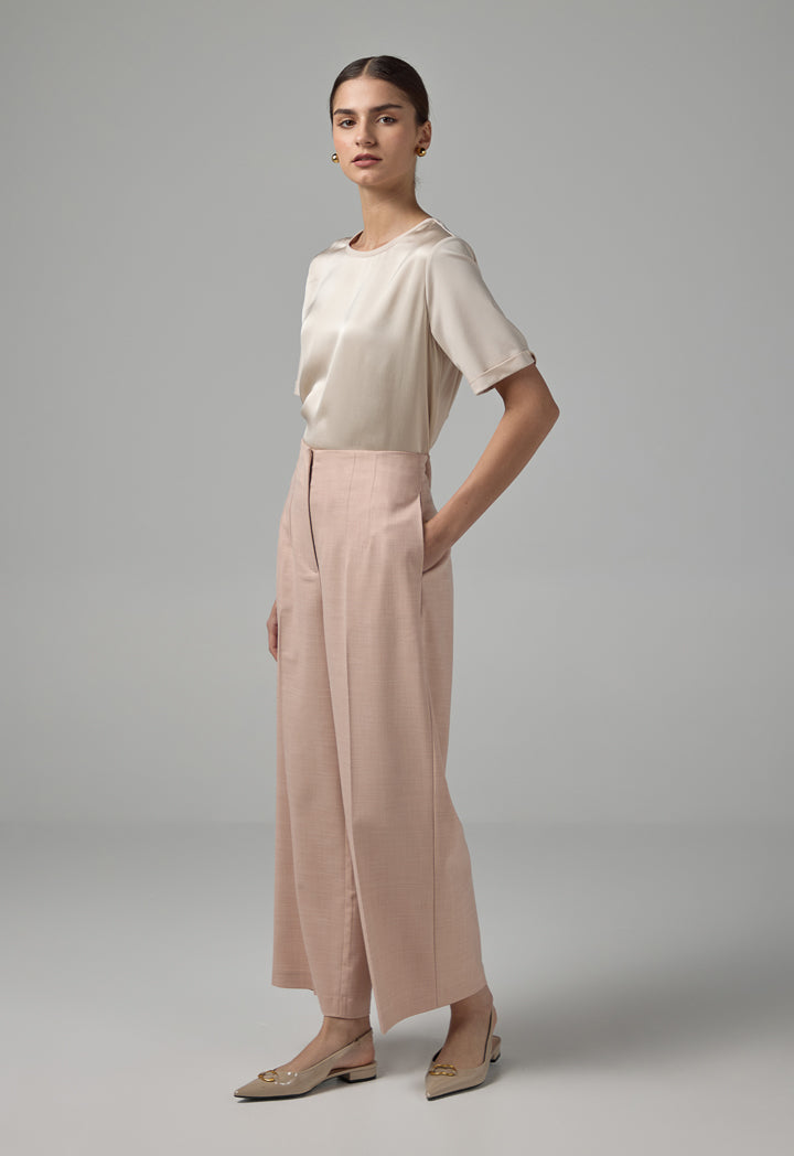 Choice Basic Straight Wide Leg Trousers Pink