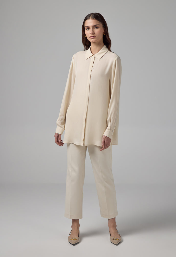 Choice Basic Long Sleeve Shirt Cream