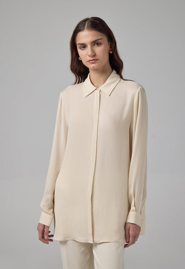 Choice Basic Long Sleeve Shirt Cream