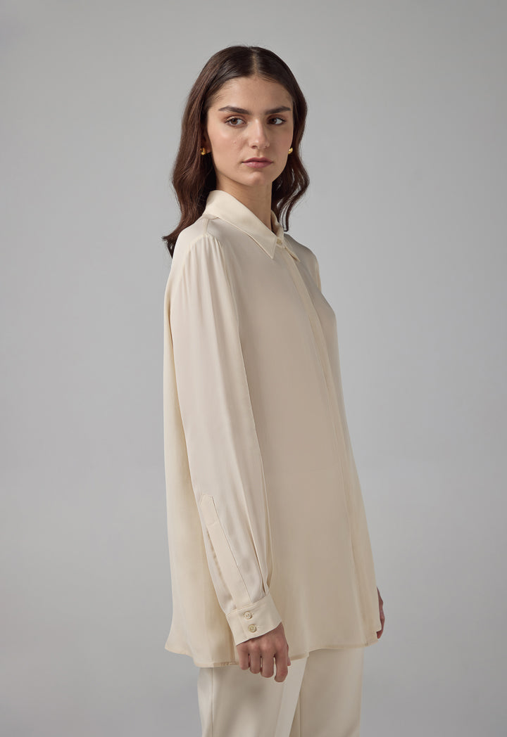 Choice Basic Long Sleeve Shirt Cream