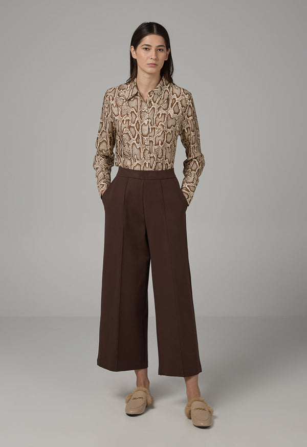 Choice Basic Straight Wide Cut Trousers Brown