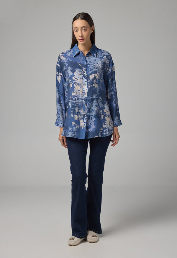 Choice Floral Print Regular Fit Shirt Navy