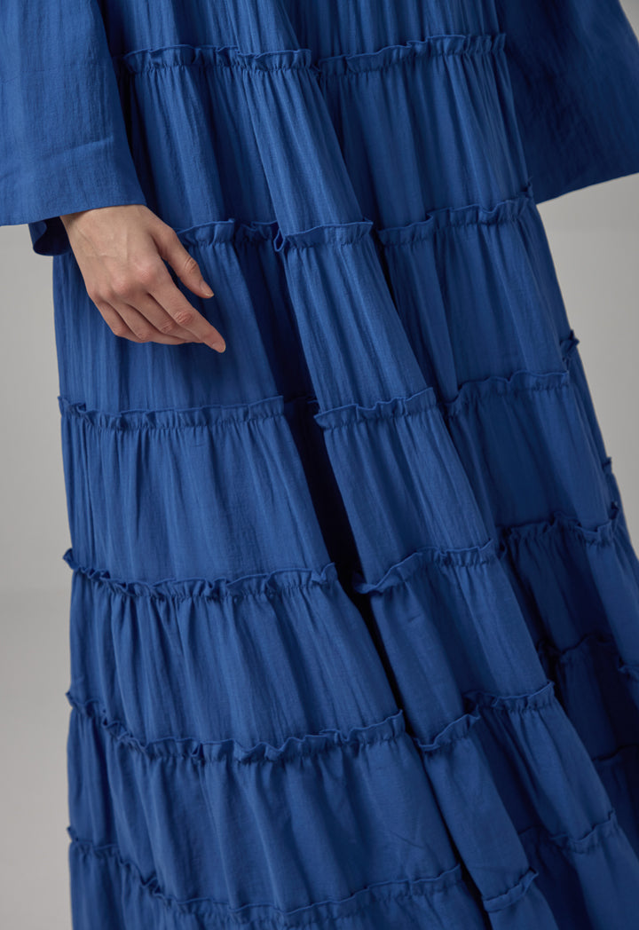 Choice Multi-Tiered Maxi Flared Dress  Blue