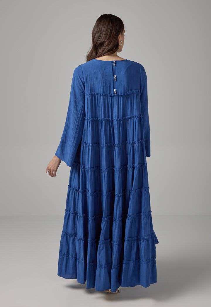 Choice Multi-Tiered Maxi Flared Dress  Blue