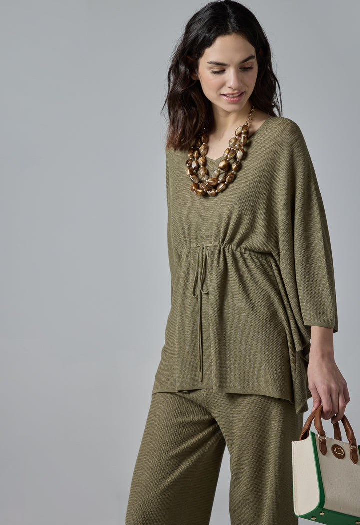 Choice Knitted Oversized Lurex Blouse Taupe