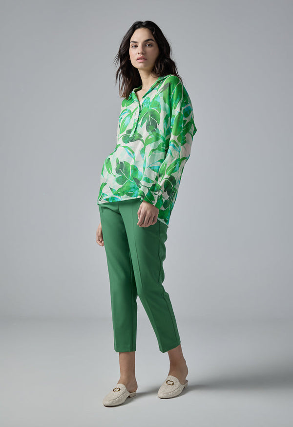 Choice Drop Shoulder Floral Print Shirt Green