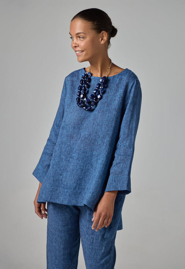 Choice Single Tone High-Low Blouse Indigo