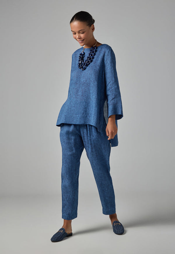 Choice Single Tone High-Low Blouse Indigo