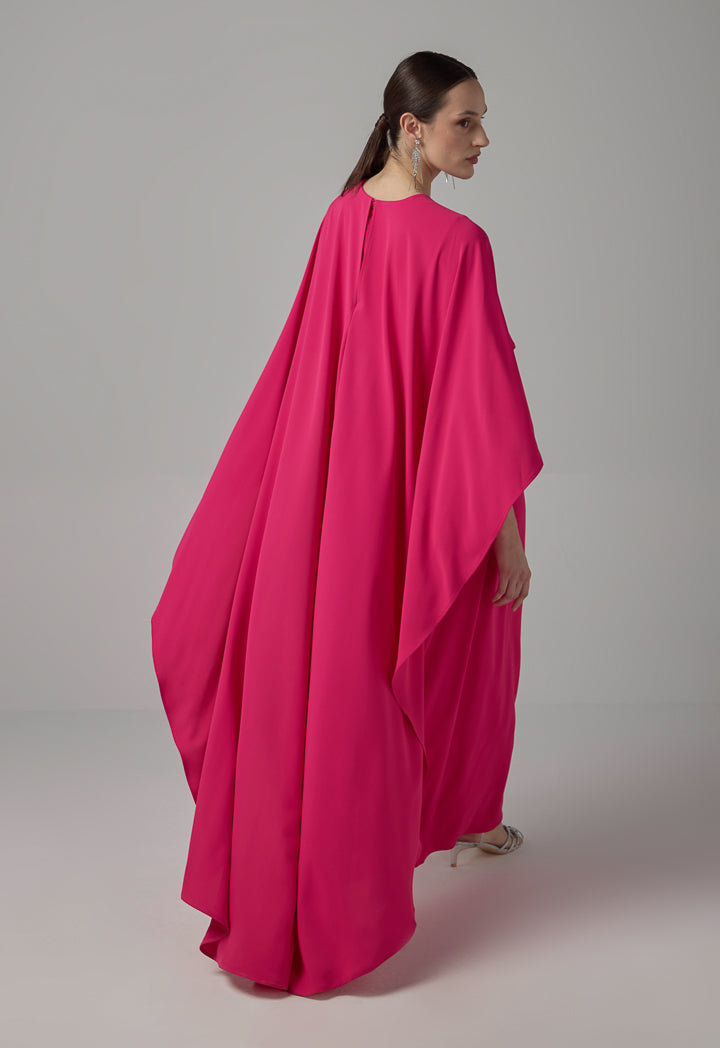 Choice Cape Details Maxi Dress Fuchsia