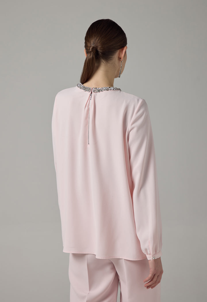 Choice Crystal Embellished Bow-Detail Blouse Pink