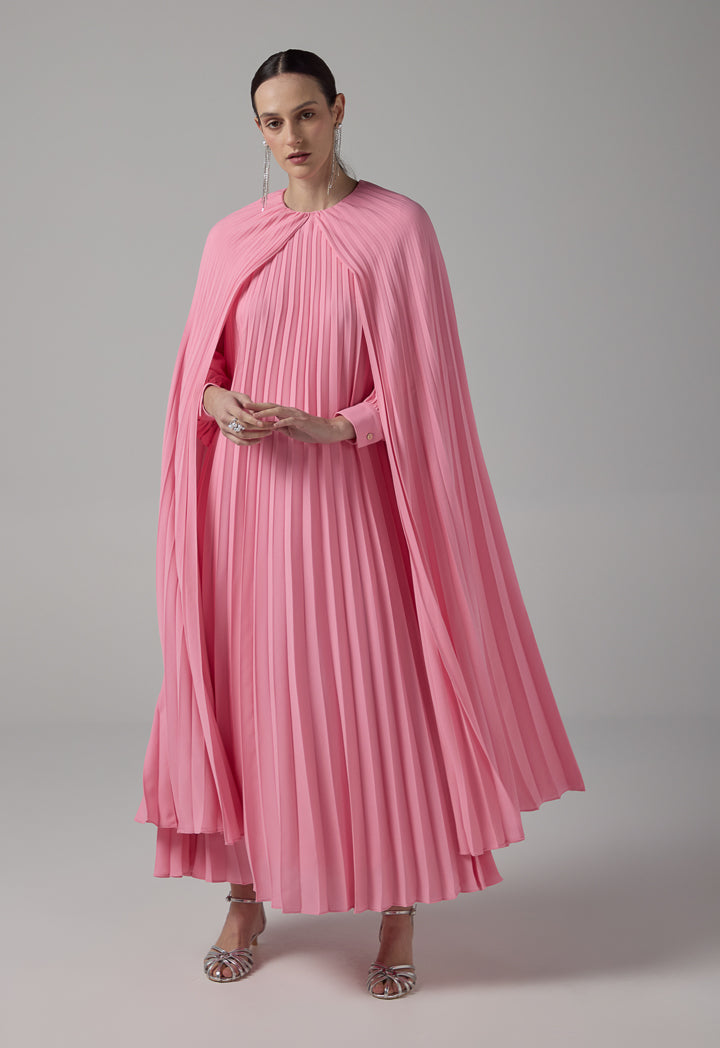 Choice Pleated Cape Details Maxi Dress  Pink