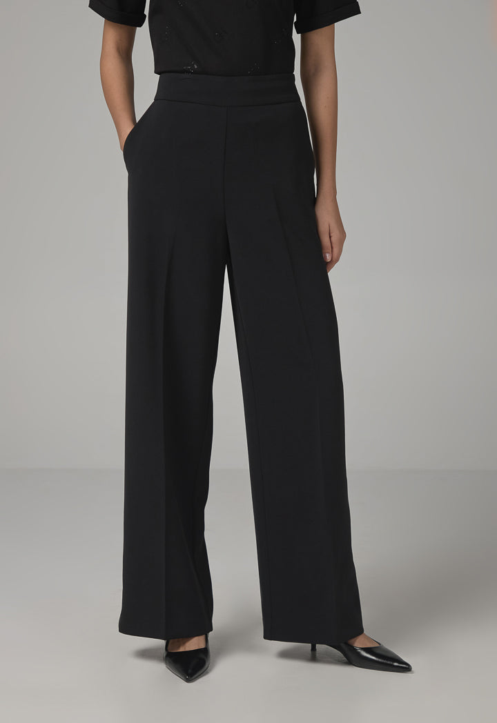 Choice Basic Straight Wide Cut Trousers Black