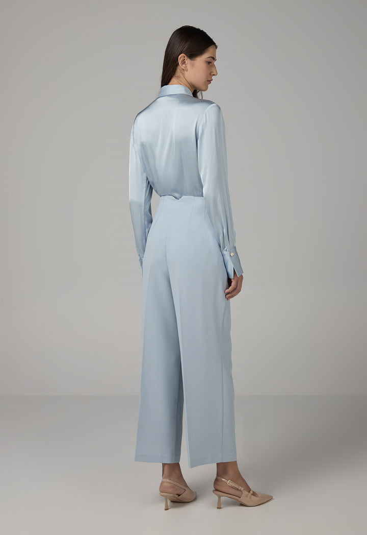 Choice Solid Wide Leg Trousers Blue