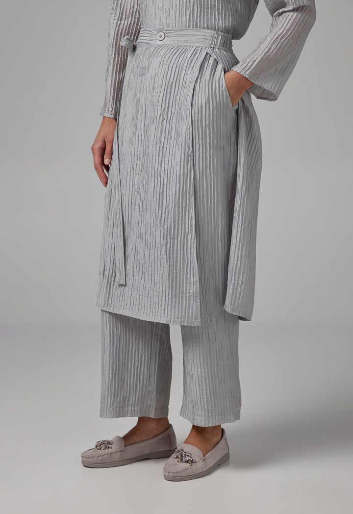 Choice Textured Overlay Solid Trousers Grey