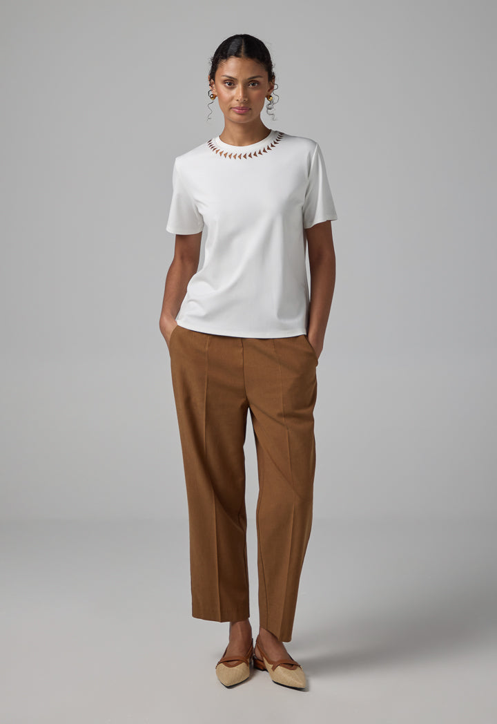 Choice Geometric Embroidered T-Shirt Off White