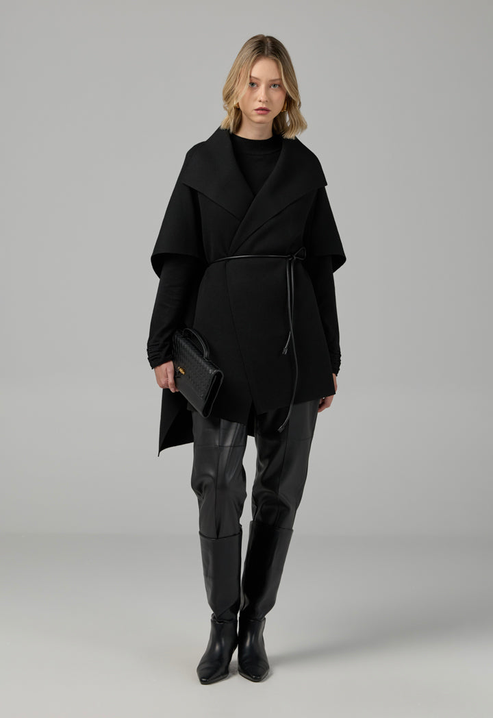 Choice Solid Knitted Cape Black
