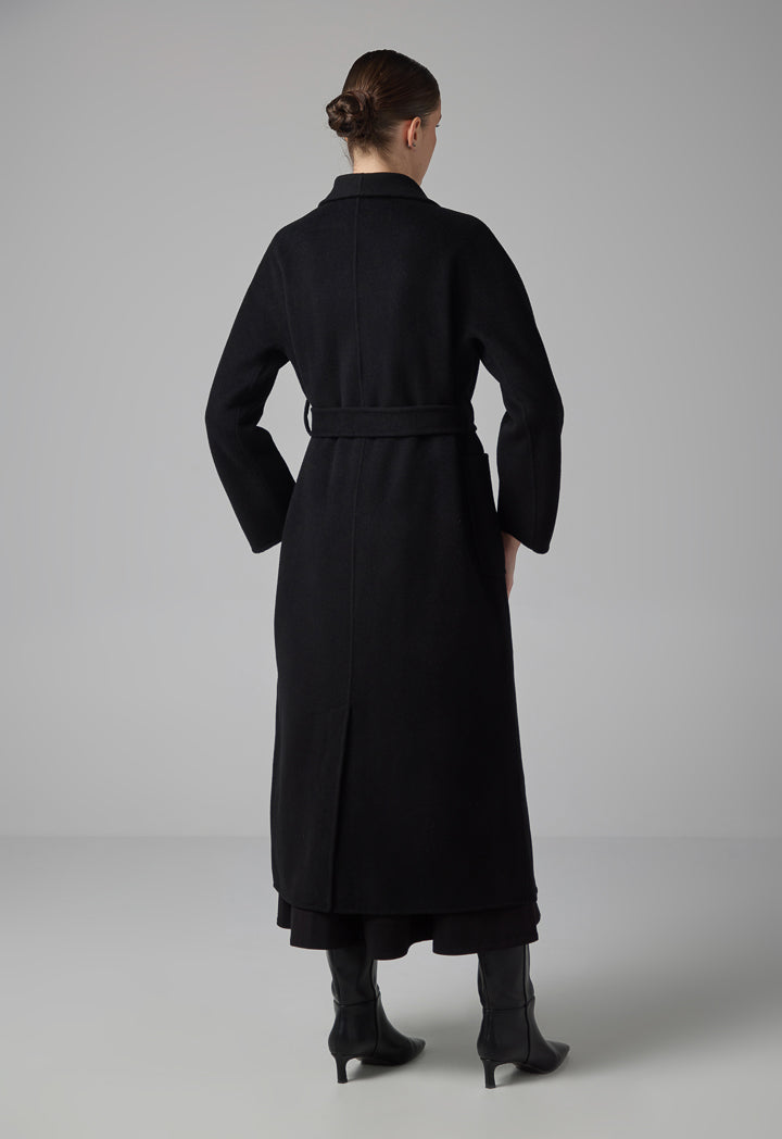 Choice Belted Wool Handmade Coat Black