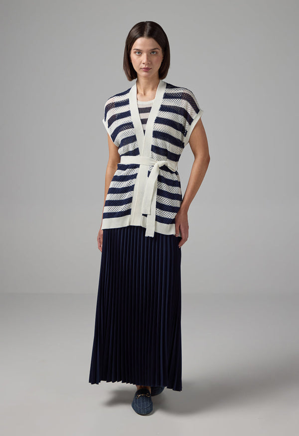 Choice Pleated Flared Basic Skirt Navy