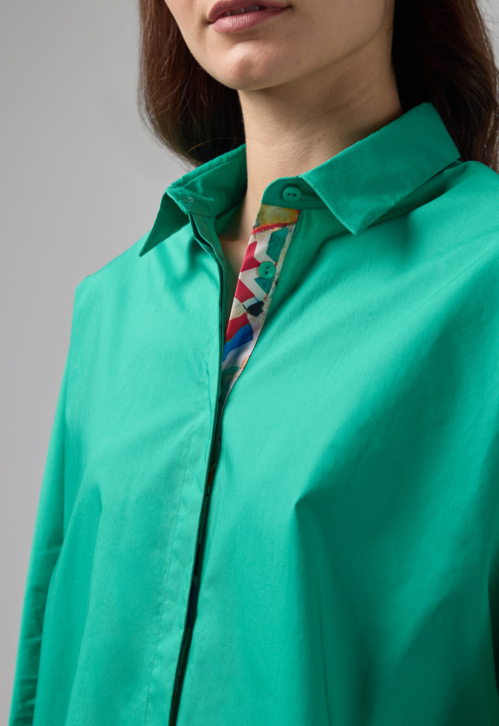 Choice Solid Long Kimono Sleeve Shirt Green