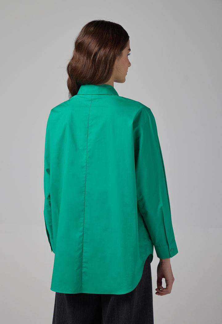 Choice Solid Long Kimono Sleeve Shirt Green